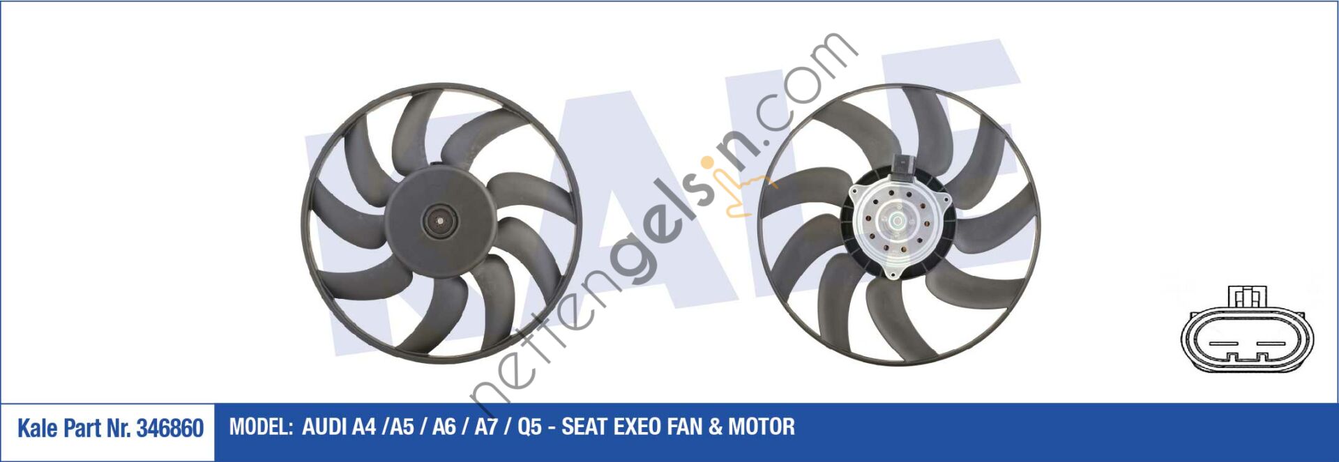 KALE 346860 FAN MOTORU 400W 400MM AUDI A4 13>16 A5 12> Q5 13>  VW-AUDI-SEAT-SKODA BİNEK FAN MOTORU