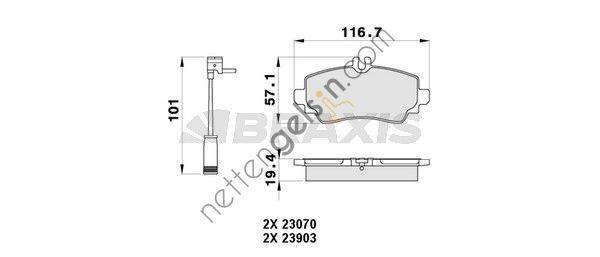 BRAXIS AB0358 ON FREN BALATASI A-CLASS W168 A140 - 160 1,4 - 1,6 - 1,7 VANEO W414 1,6 - 1,7 CDI - 1,9 2002 97-->04  MERCEDES BİNEK FREN BALATASI