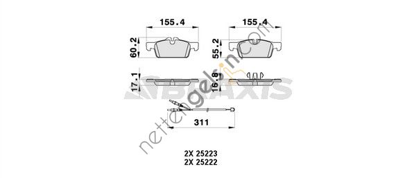 BRAXIS AB0362 ON FREN BALATASI P508-P508 SW 1,6 VTI,1,6 THP,1,6 HDI,2,0 HDI,2,2 HDI 11/10->  PEUGEOT-CITROEN BİNEK FREN BALATASI