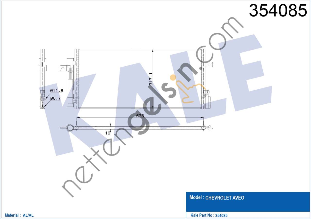 KALE 354085 KLIMA RADYATORU AVEO T300 1,4 16V  OPEL BİNEK KLİMA RADYATÖRÜ