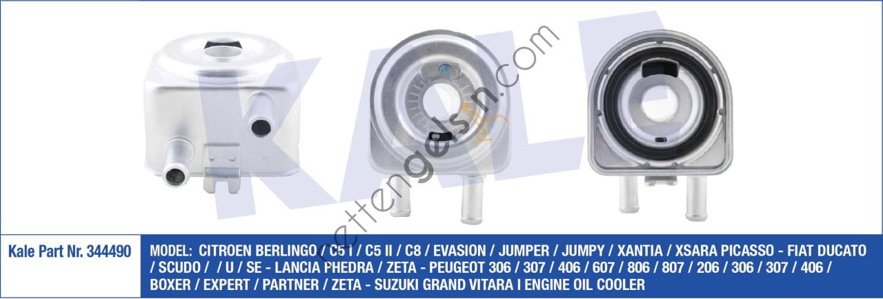 KALE 344490 MOTOR YAG SOGUTUCU PARTNER II-P607-BOXER II-P806-P307-P206-P406-P306-EXPERT II-P407-P807-C8-EVSION-C  PEUGEOT-CITROEN BİNEK MOTOR YAĞ SOĞUTUCU