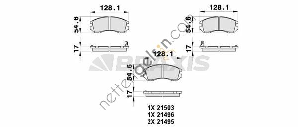 BRAXIS AB0402 ON FREN BALATASI SUBARU IMPREZA 1.6I AWD 1.8 IAWD 2.0I AWD 92 00 LEGACY 2.0 2.2 90 98  SUBARU BİNEK FREN BALATASI