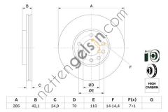 BOSCH 0986479107 ON FREN AYNASI VECTRA C/GTS 1,6 16V-1,9CDTI 06/04->1,8 16V-2,0DTI 16V-2,2 16V-2,2DTI 16V (DF4293)  OPEL BİNEK FREN DİSKİ