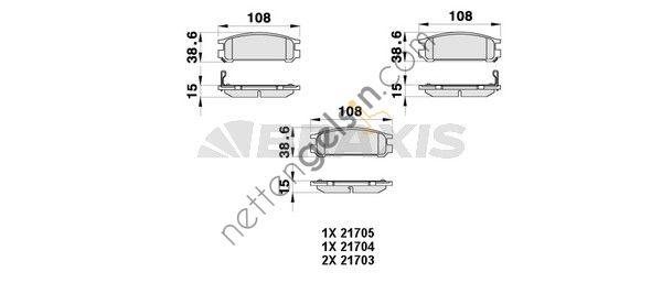 BRAXIS AB0412 ON FREN BALATASI SUBARU IMPREZA 1.6 1.6 AWD 2.0 AWD 2.0 T AWD (95 00)  SUBARU BİNEK FREN BALATASI