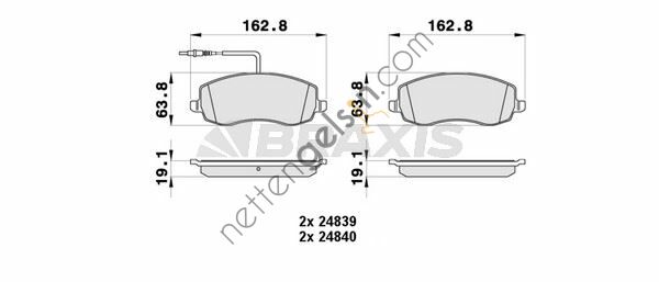 BRAXIS AB0438 ON FREN BALATASI C8 ULYSSE EA / EB 2.2 HDI 06 / 06  PEUGEOT-CITROEN BİNEK FREN BALATASI