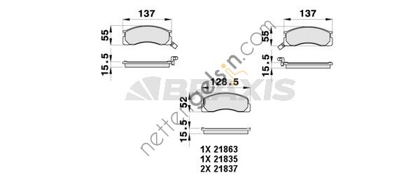 BRAXIS AB0444 ON FREN BALATASI TOY LITEACE PREVIA TARAGO  TOYOTA BİNEK FREN BALATASI