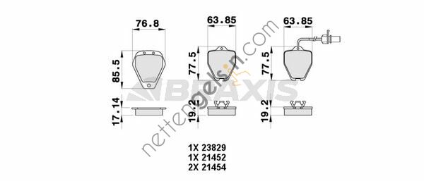 BRAXIS AB0446 ON FREN BALATASI FISLI A6 4B.C5 2.7 T QUATTRO.2.8 QUATTRO 02 / 1997 01 / 2005 1LX.T7Z PR NUMARASI ICIN  VW-AUDI-SEAT-SKODA BİNEK FREN BALATASI