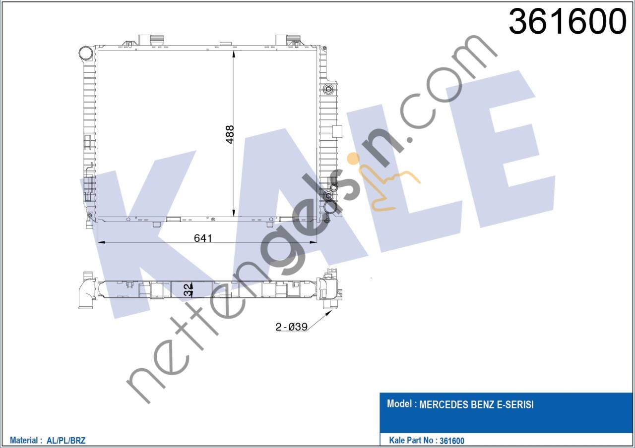 KALE 361600 MOTOR SU RADYATORU E-CLASS W210 96>99 S210 96>99  MERCEDES BİNEK MOTOR SU RADYATORU