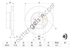 BOSCH 0986479001 ON FREN AYNASI MOVANO-MASTER 2,5-2,8 DTI 09/05--> (186868-DF4249S)  RENAULT BİNEK FREN DİSKİ