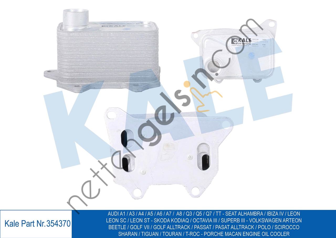 KALE 354370 YAG SOGUTUCU ARTEON 1,8/2,0TFSI 17> GOLF 13> PASSAT 15> POLO 18> TIGUAN 16> TOUAREG 18>   VW-AUDI-SEAT-SKODA BİNEK MOTOR YAĞ SOĞUTUCU