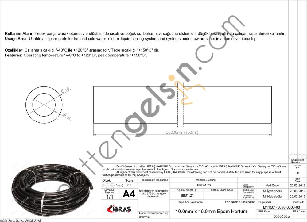 IBRAS 66336 10.0mm x 16.0mm UNIVERSAL SU HORTUMU C TIPI  GENEL BİNEK RULO HORTUM