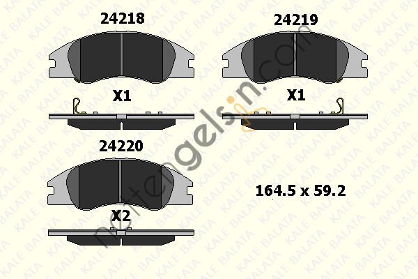 KALE B 24218 172 05 ON FREN BALATASI KIA CERATO BENZINLI DIZEL 04->  KIA BİNEK FREN BALATASI