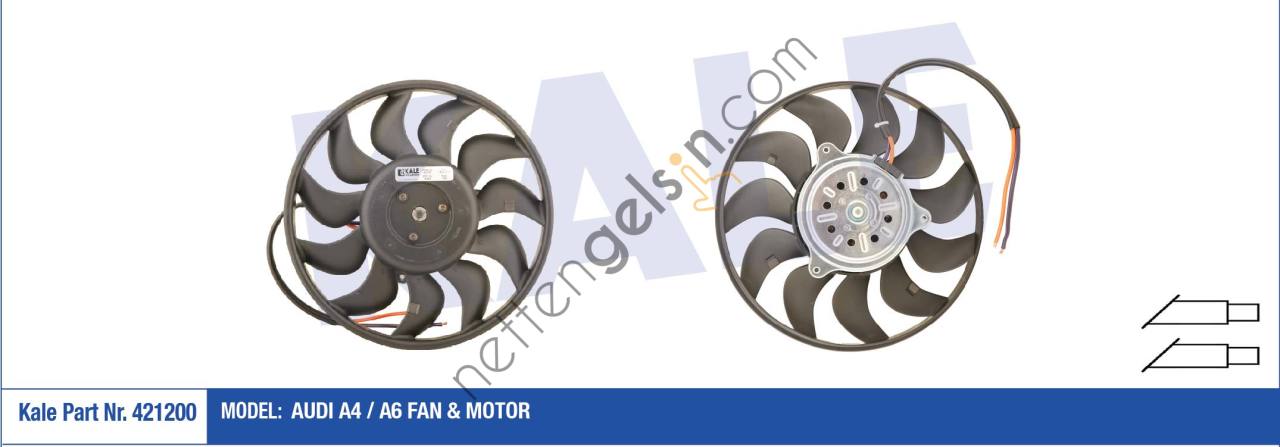 KALE 421200 FAN MOTORU KUCUK OLAN (200W 280MM) AUDI A4 01>08 A6 02>05  VW-AUDI-SEAT-SKODA BİNEK FAN MOTORU