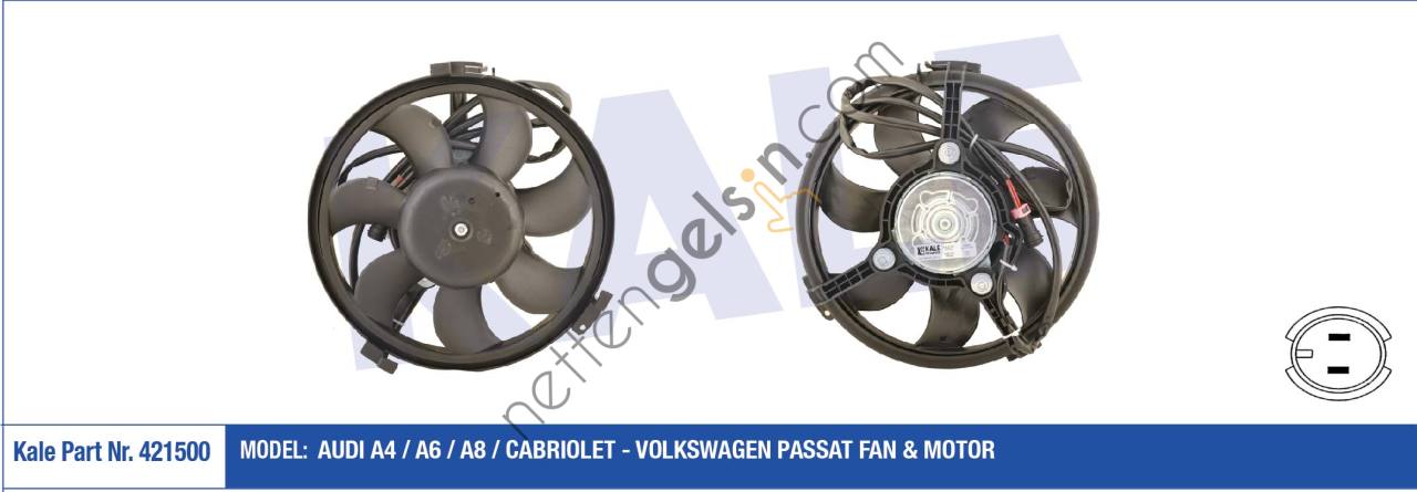 KALE 421500 FAN MOTORU KUCUK OLAN (80W 280MM) A4 A6 A8 PASSAT  VW-AUDI-SEAT-SKODA BİNEK FAN MOTORU