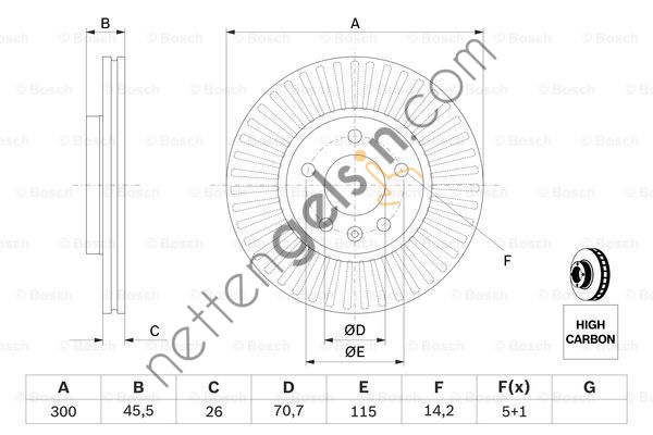 BOSCH 0986479644 ON FREN AYNASI ASTRA J 1,4I-1,6I-1,6I T-1,7 CDTI 09>CRUZE 09> (300x26x5DLxHAVALI)  OPEL BİNEK FREN DİSKİ
