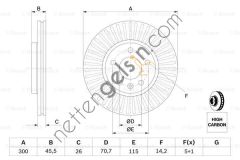 BOSCH 0986479644 ON FREN AYNASI ASTRA J 1,4I-1,6I-1,6I T-1,7 CDTI 09>CRUZE 09> (300x26x5DLxHAVALI)  OPEL BİNEK FREN DİSKİ