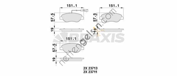 BRAXIS AB0529 ON FREN BALATASI STILO 2.4 20V 10 / 01>1.9JTD MULTIWAGON 1.9JTD 01 / 04>BRAVO 1.9D MJET 04 / 07> (FISLI)  FIAT BİNEK FREN DISK BALATA