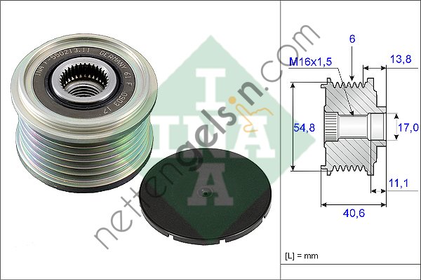 INA 535010210 ALTERNATOR KASNAGI 6 KANAL CLIO 1,5DCI 05>  RENAULT BİNEK ALTERNATÖR KASNAĞI