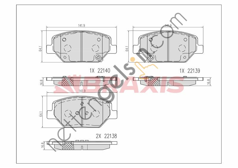 BRAXIS AB0608 FREN BALATASI ON INSIGNIA B 17" 17 >  OPEL BİNEK FREN BALATASI