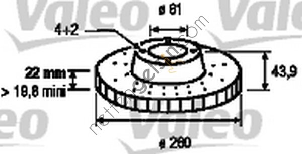 VALEO 186764 ON FREN AYNASI HAVALI MICRA K12 03>10 NOTE 06>12 CLIO III 06>10 MODUS 04> 260X4  RENAULT BİNEK FREN DİSKİ