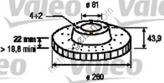 VALEO 186764 ON FREN AYNASI HAVALI MICRA K12 03>10 NOTE 06>12 CLIO III 06>10 MODUS 04> 260X4  RENAULT BİNEK FREN DİSKİ