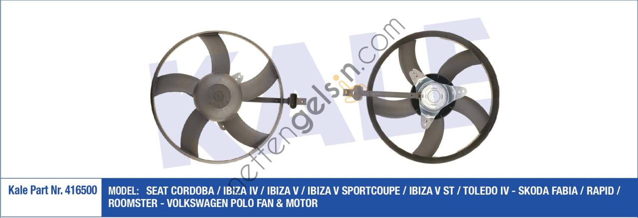 KALE 416500 FAN MOTORU (96W 325MM) CORDOBA IBIZA IV IBIZA V TOLEDO IV FABIA RAPID  VW-AUDI-SEAT-SKODA BİNEK FAN MOTORU