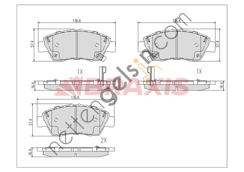 BRAXIS AB0616 FREN BALATASI ON CIVIC 07 > 11 HIBRIT  HONDA BİNEK FREN BALATASI