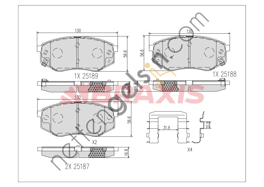 BRAXIS AB0619 FREN BALATASI ON IX20 10 > SOUL II 14 >  HYUNDAI BİNEK FREN BALATASI