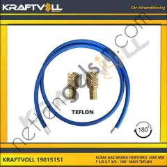 KRAFTVOLL 19015151 KLIMA GAZ BASMA HORTUMU 3000 MM F 3/8 X F 3/8 180° MAVI TEFLON  GENEL BİNEK KLİMA HORTUMU