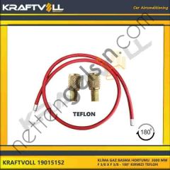 KRAFTVOLL 19015152 KLIMA GAZ BASMA HORTUMU 3000 MM F 3/8 X F 3/8 180° KIRMIZI TEFLON  GENEL BİNEK KLİMA HORTUMU
