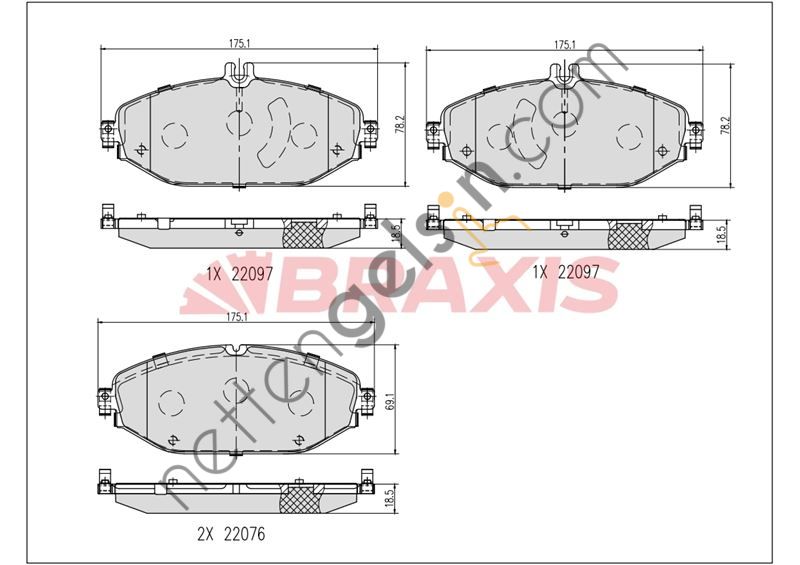 BRAXIS AB0638 FREN BALATASI ON W205 14> C205 15> W213 16> S213 16> A238 17> C238 17>  MERCEDES BİNEK FREN BALATASI