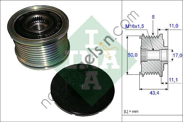 INA 535010810 ALTERNATOR KASNAGI (RULMANLI) MERCEDES C SERI (W204-S204)-S SERI (W221)-M SERI (W164)-R SERI (W251)  MERCEDES BİNEK ALTERNATÖR KASNAĞI