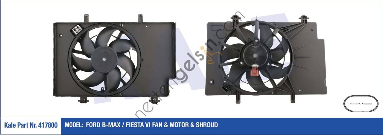 KALE 417800 FAN MOTORU DAVLUNBAZ ( &sol;+AC) FIESTA VI COURIER 1,4 &sol; 1,4TDCI &sol; 1,5TDCI &sol; 1,6TDCI 08 &sol;> B MAX 1,5TDCI &sol; 1,6TDCI 12 &sol;>   FORD BİNEK FAN MOTORU