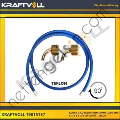 KRAFTVOLL 19015157 KLIMA GAZ BASMA HORTUMU 3000 MM F 3/8 X F 3/8 90° MAVI TEFLON  GENEL BİNEK KLİMA HORTUMU