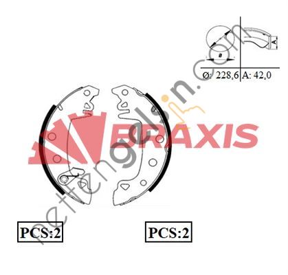 BRAXIS AC0001 ARKA FREN BALATASI PABUC R12-M131-C15 (CIRCIRLI)  RENAULT BİNEK FREN BALATASI PAPUCLU