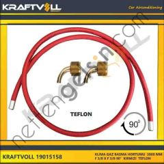 KRAFTVOLL 19015158 KLIMA GAZ BASMA HORTUMU 3000 MM F 3/8 X F 3/8 90° KIRMZI TEFLON  GENEL BİNEK KLİMA HORTUMU