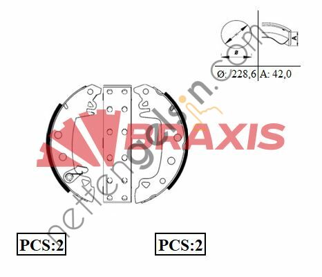 BRAXIS AC0002 ARKA FREN BALATASI PABUC R12-M131-C15 (PERCINLI+CIRCIRLI)  RENAULT BİNEK FREN BALATASI PAPUCLU