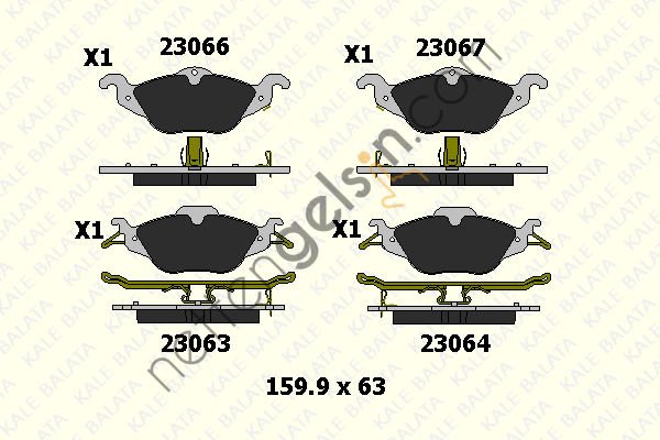 KALE B 23063 173 05 ON FREN BALATASI ASTRA G ZAFIRA A 98>10  OPEL BİNEK FREN BALATASI