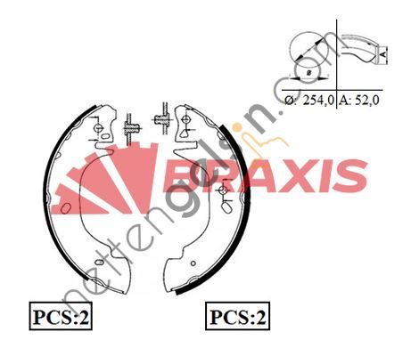 BRAXIS AC0008 ARKA FREN PABUCLU BALATA TRANSIT T12 2.5D 94>00  FORD BİNEK FREN BALATASI