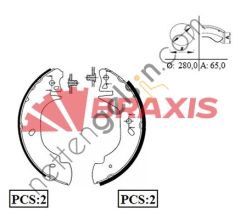 BRAXIS AC0009 ARKA FREN PABUCLU BALATA TRANSIT T15 2.5D 80PS / 100PS 92>00 AVRUPA 91>94  FORD BİNEK FREN BALATASI