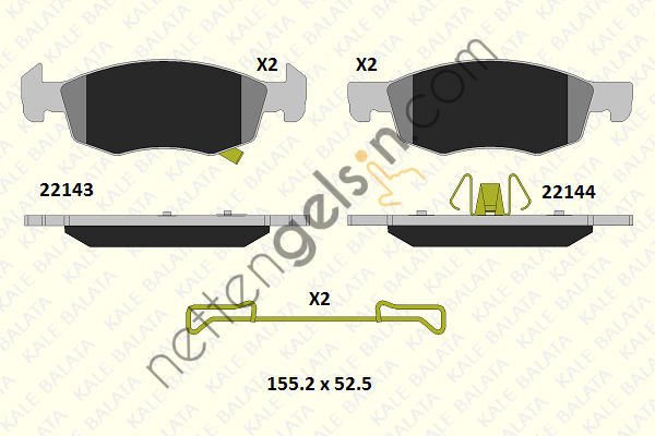 KALE B 22143 171 15 KD13 ON FREN BALATASI 14 JANT CORSA E 14 > ADAM 13 >  OPEL BİNEK FREN BALATASI