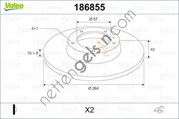 VALEO 186855 ARKA FREN DISKI ASTRA H MERIVA 1,6 16V,1,7DTI,1,8I 16V (05 / 03 ) COMBO TOUR 1,3 CDTI 16V,1,4 (10 / 04 )  OPEL BİNEK FREN DİSKİ