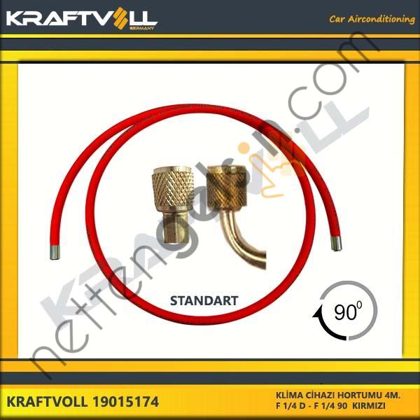 KRAFTVOLL 19015174 KLIMA GAZ BASMA HORTUMU 4000 MM F 1/4 D * F 1/4 90° KIRMIZI STANDART  GENEL BİNEK KLİMA HORTUMU