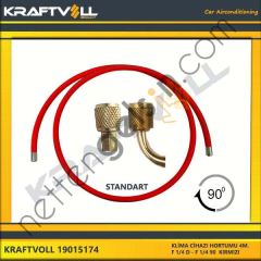 KRAFTVOLL 19015174 KLIMA GAZ BASMA HORTUMU 4000 MM F 1/4 D * F 1/4 90° KIRMIZI STANDART  GENEL BİNEK KLİMA HORTUMU