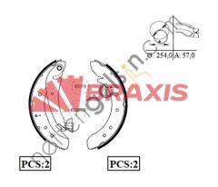 BRAXIS AC0026 ARKA FREN BALATASI PABUC BOXER (1800 KG) - JUMPER (1800 KG) - DUCATO 1800 KG EXPERT III-JUMPY III-SC  PEUGEOT-CITROEN BİNEK FREN BALATASI