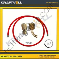 KRAFTVOLL 19015186 KLIMA GAZ BASMA HORTUMU 4000MM F 3/8 D * F 3/8 90° KIRMIZI TEFLON  GENEL BİNEK KLİMA HORTUMU