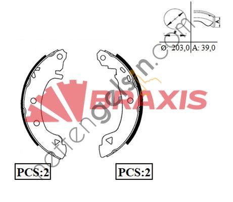 BRAXIS AC0030 ARKA FREN BALATASI PABUC BRAVA-BRAVO 1,6,1,8 HB,2,0-MAREA 1,4  FIAT BİNEK FREN BALATASI PAPUCLU