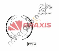 BRAXIS AC0041 FREN BALATASI ARKA (PARK FRENI PABUCU) W168 97>04 W169 04>12 W245 05>11 VANEO 414 02>05 W203 00>07 C209 02>09  MERCEDES BİNEK FREN BALATASI PAPUCLU