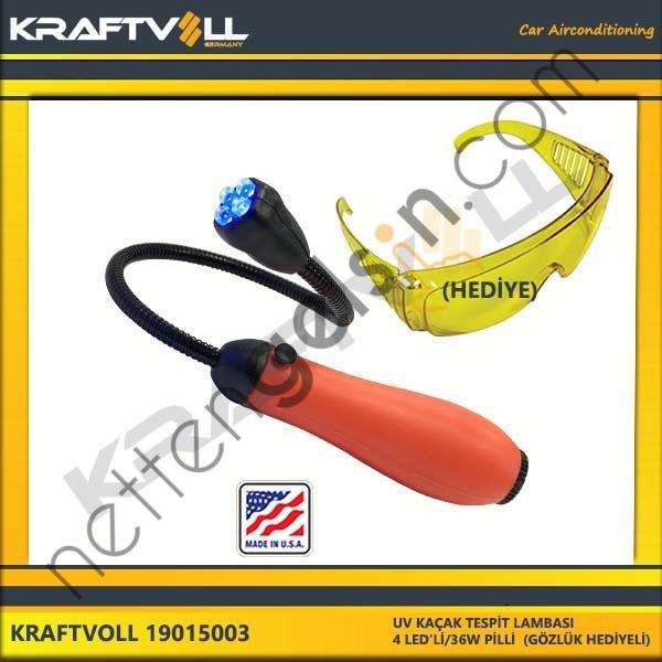KRAFTVOLL 19015003 UV KAÇAK TESPIT LAMBASI 3 LEDLI/36W PILLI (GÖZLÜK HEDIYELI)  GENEL BİNEK KLIMA SISTEM ÜRÜNLERI