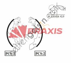 BRAXIS AC0053 ARKA FREN BALATASI PABUC R21 CONCORDE P305 P405  RENAULT BİNEK FREN BALATASI PAPUCLU